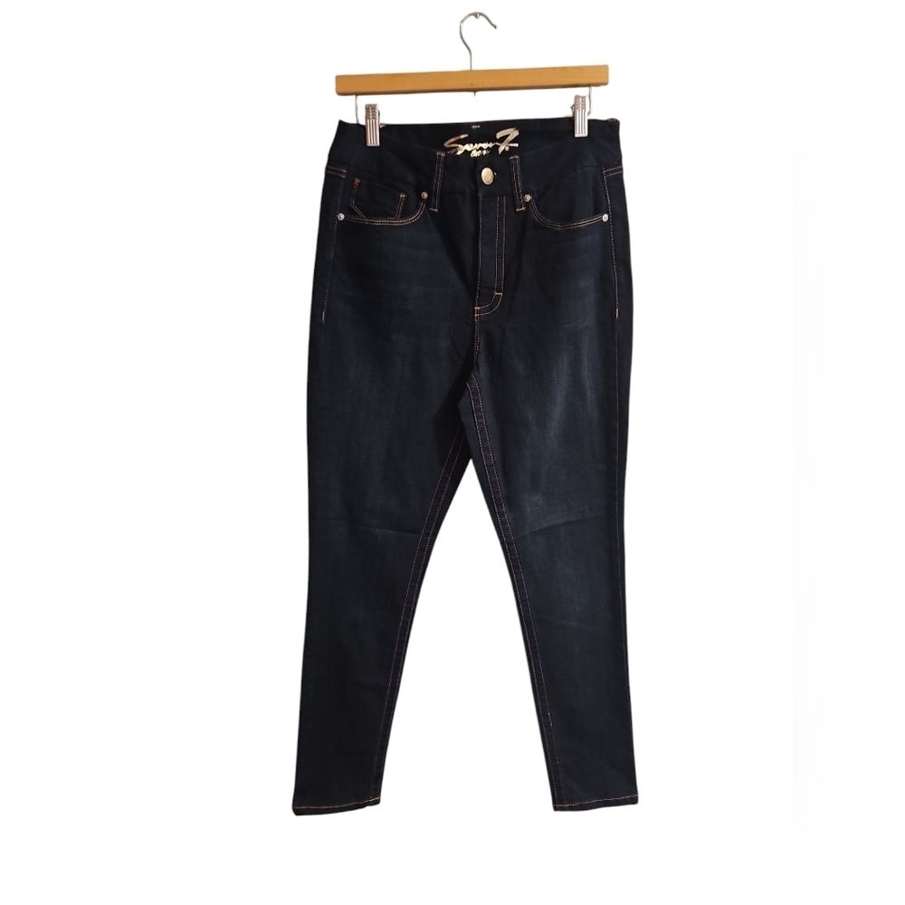 Seven Sz 10 Tummyless High Rise Dark Blue Skinny Jeans New WJ59